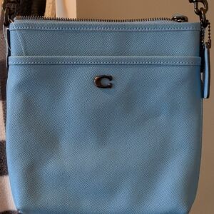 Coach Sky Blue Crossbody Bag with Silver Hardware